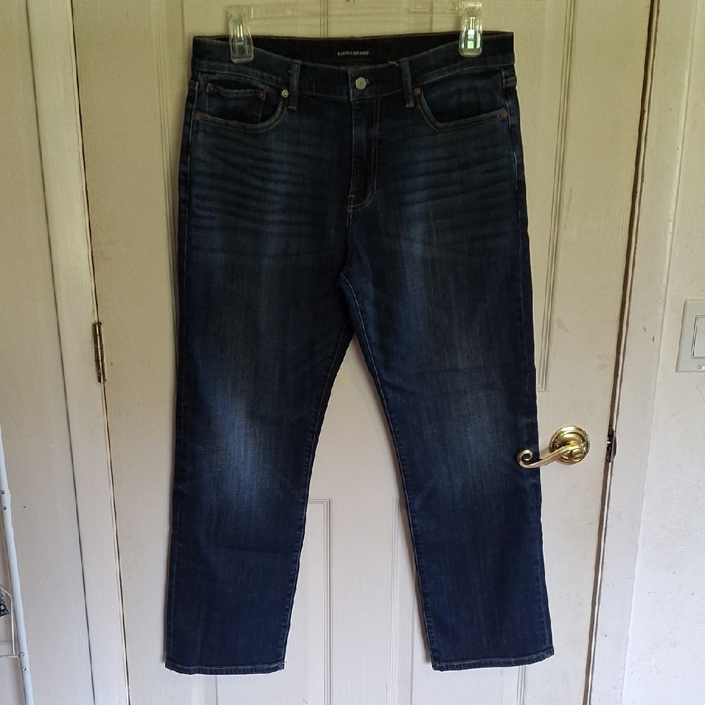 Lucky Brand Straight Blue Denim Jeans, 34